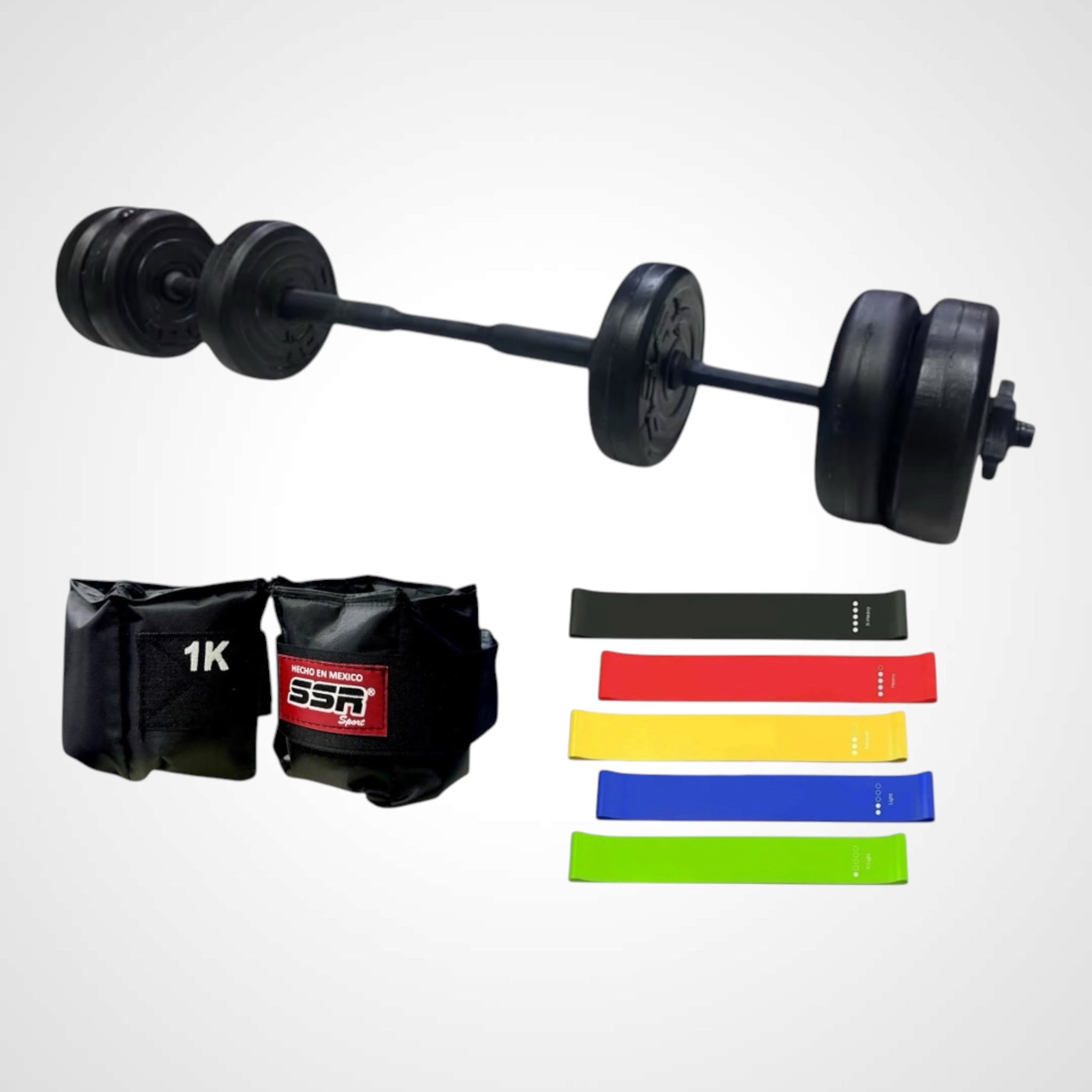 KIT DE PESAS 2 EN 1: MANCUERNAS + BARRA
CONECTABLE - 60 LB